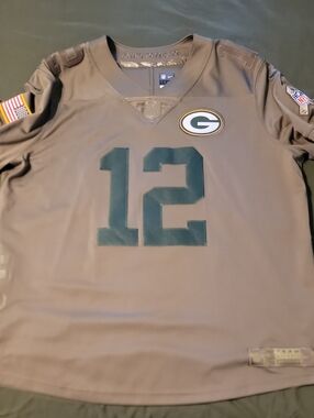 NFL #12 Aaron Rodgers Green Bay Packers Salute To Service Jersey